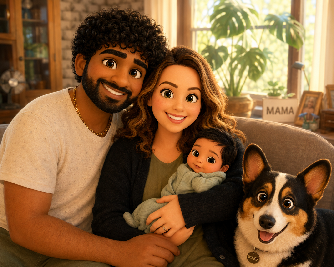 Mohamed family portrait with Winnie